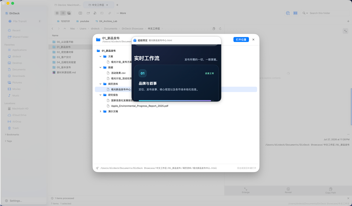 DirDeck 超级预览本地网页内容